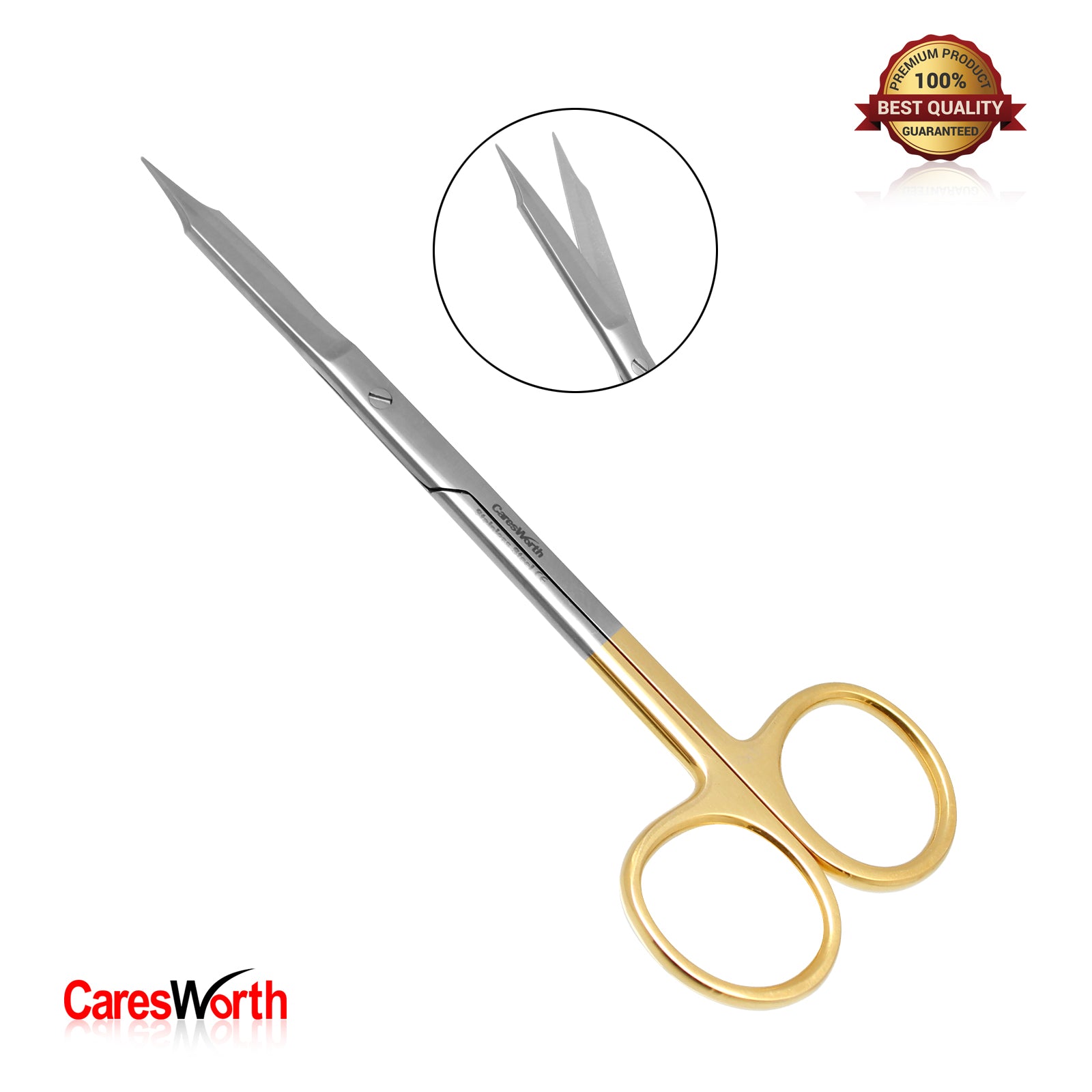 Goldman Fox Scissor with Tungsten Carbide Inserts and Golden Handle For Dental, Surgical, Veterinary 13CM (5")