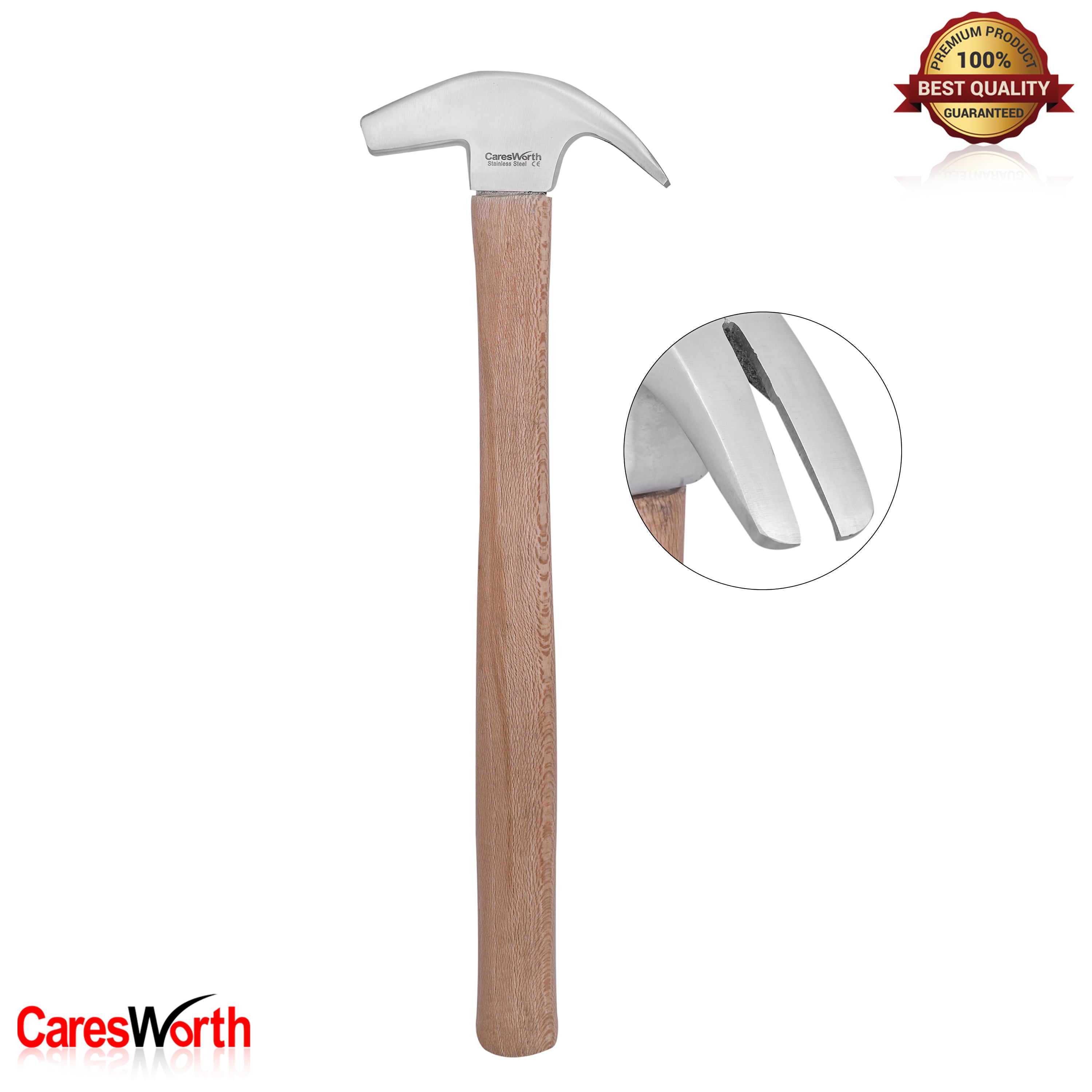 Premium Steel Farrier Driving Hammer with Wooden Handle, Square Head, Glossy Finish, Ideal for Horseshoe and Hoof Care