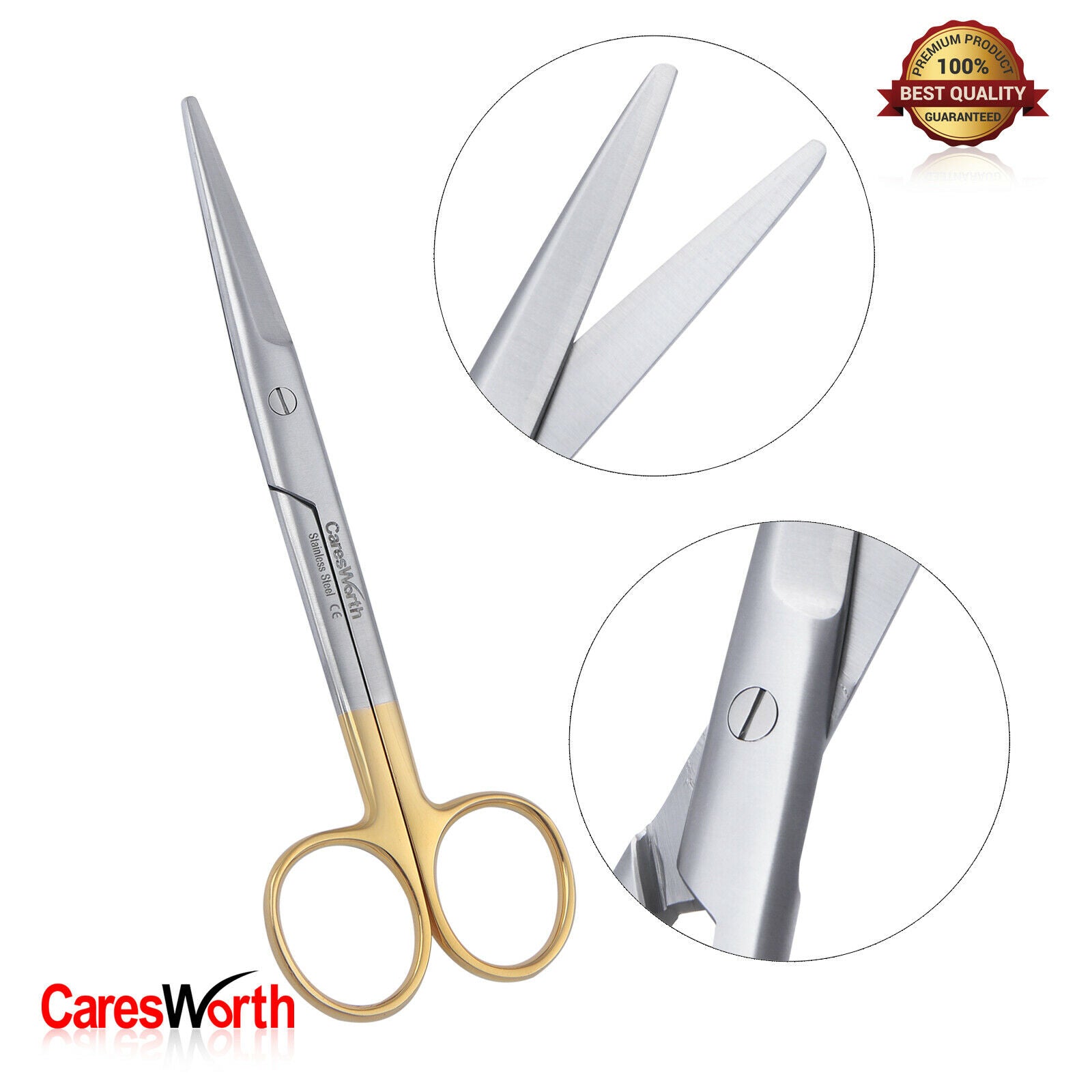 Mayo Surgical Straight Scissors Tungsten Carbide TC Inserts, Operating instruments 6" (15cm), Dental, Surgical and Veterinary Instrument