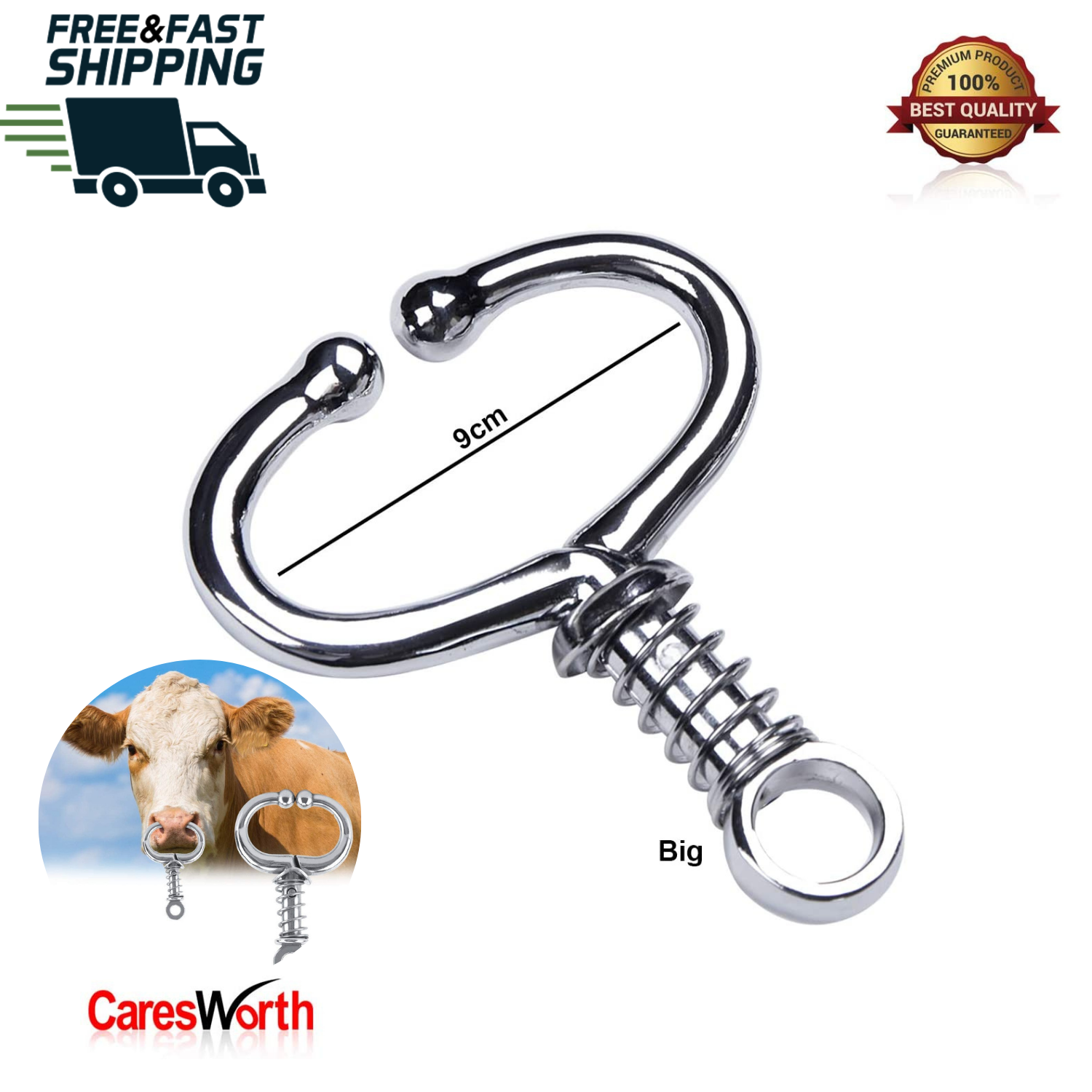 Spring Bull Nose Holder Lead Barnacle Oval shape Veterinary, Animal Farm Livestock Tool