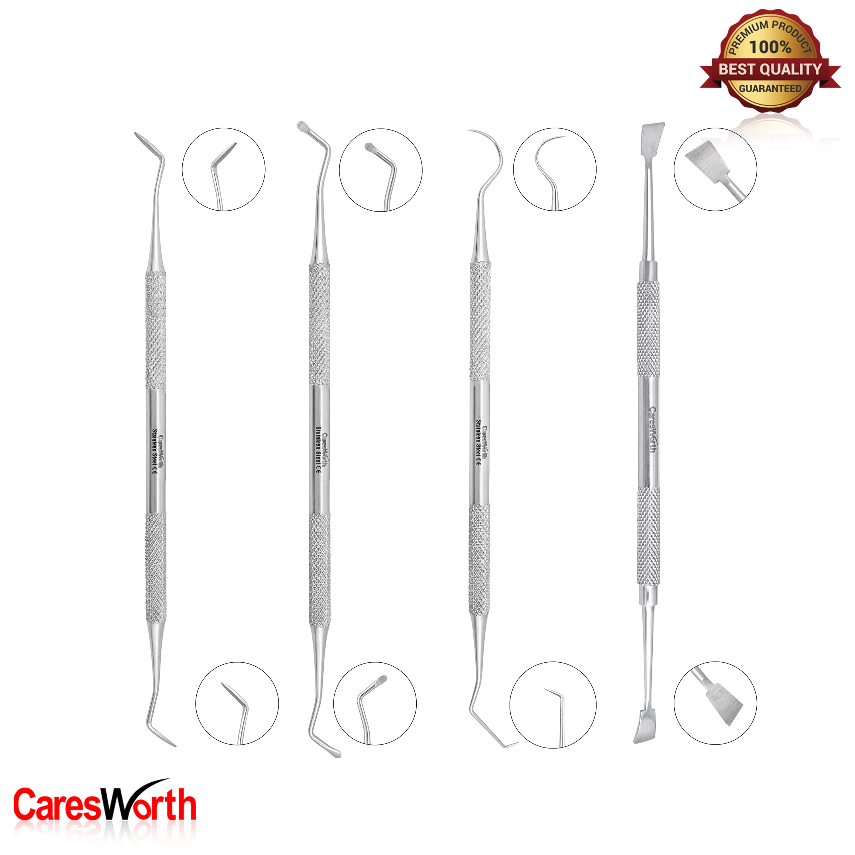 Dog Dental Tooth Scaler and Scraper Double Headed Dog Dental Care Pick Tools Teeth Cleaning Kit Pet Tartar Plaque Remover Set 4 Pcs